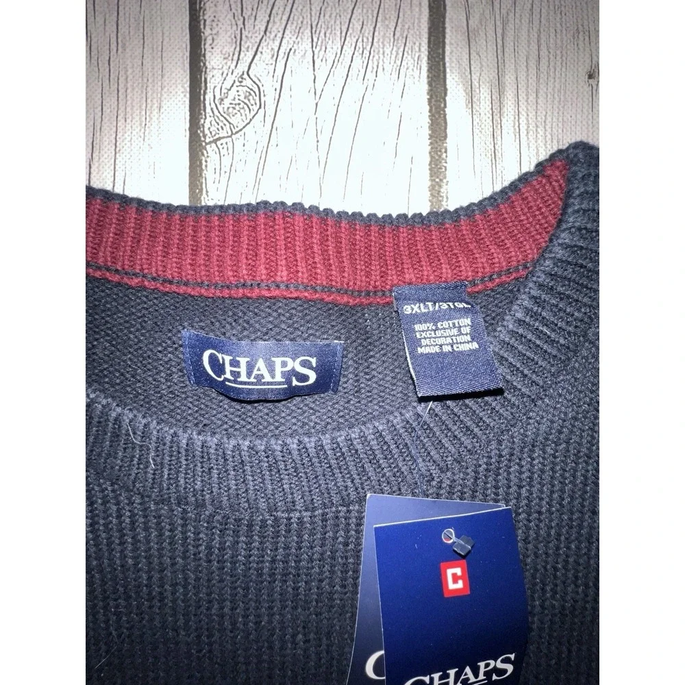 Chaps Sweater Men 3XLT Blue Big & Tall Cotton Crew Neck Pullover NWT
